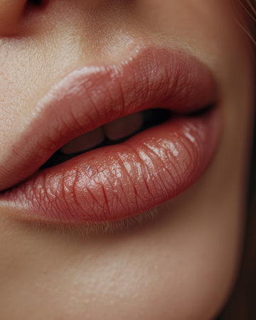 Closeup shot of beautiful female lips. Beauty, fashion. Make up.の素材