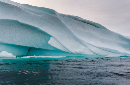 Antarctic landscape with icebergs and icebergs in the oceanの写真素材