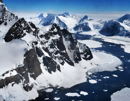 Mountain landscape in Antarctica. Global warming and climate change concept.の写真素材