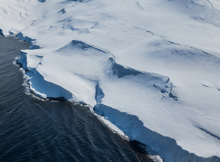 Antarctic landscape with icebergs and icebergs in the ocean