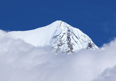 Snowy mountain peak in Himalayas, Annapurna Conservation Area, Nepal
