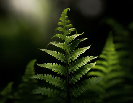 Fern leaves in the forest. Nature background. Selective focus.