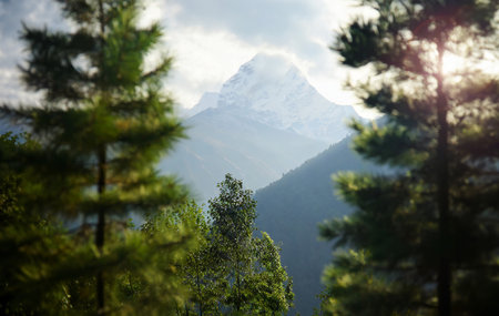 Mountain landscape in Himalayas, Uttarakhand, India