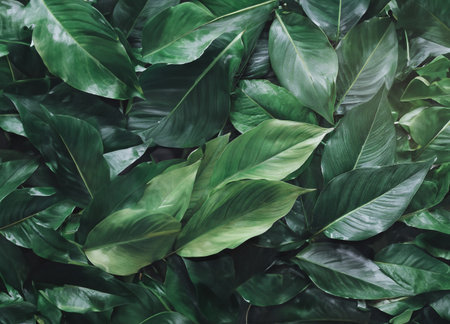 Green leaves background. Green leaves background. Natural green leaves background.の写真素材