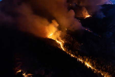 View of Etna volcano at night, Sicily, Italy, Europe