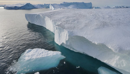 Icebergs in Antarctica. Global warming, climate change and natural disaster concept.