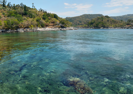 Coastal landscape with clear turquoise water in the Adriatic Sea, Croatia