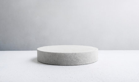 White concrete pedestal or platform for product presentation and mock up.の写真素材