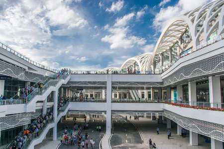 Crowd walking around the buildingのeditorial素材