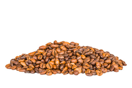 Isolated coffe beans on white backgroundの写真素材