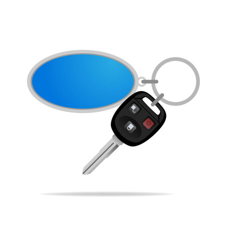 Remote car keys with burglar alarm to protect your car from theft, isolated on white background.のイラスト素材