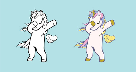 White Unicorn vector icon for children design isolated. Portrait white horse with rainbow hair. Cute magic cartoon fantasy animal. Animal in dream fantasy concept.のイラスト素材