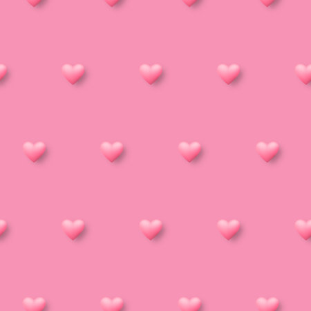 Seamless pattern pink heart continuously on pink vector background. Repeating hearts texture for gift or screen background of love season.のイラスト素材