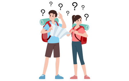 Group of young tourist characters. Traveling tourists with travel backpack going on vacation trip after  virus was diminish. Vacation people isolated vector. Summer character, woman and man.のイラスト素材