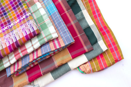 Variety of thailand silk and cotton material.の写真素材