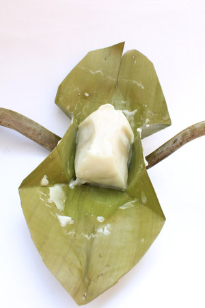 Dessert banana leaf Coconut filling in Thailand の写真素材