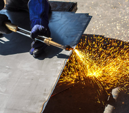 Hot work  steel Gas cuttingの写真素材