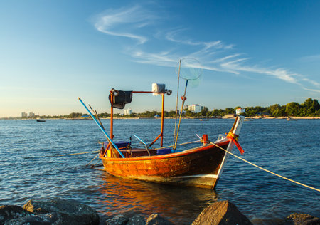 Small fishing boat in thailandの写真素材