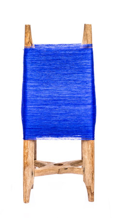 coloured blue of thread isolated on whiteの写真素材