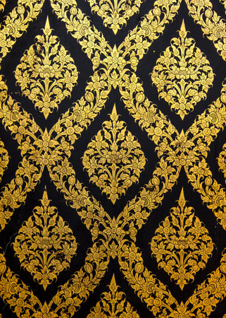 Traditional Thai style gold painting artの写真素材