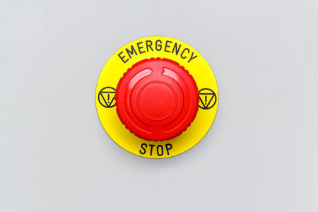 Emergency stop button, Disaster protectionの写真素材