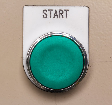 Button to start the machine in a production line.の写真素材