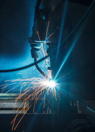 Welding robots for car factoriesの写真素材