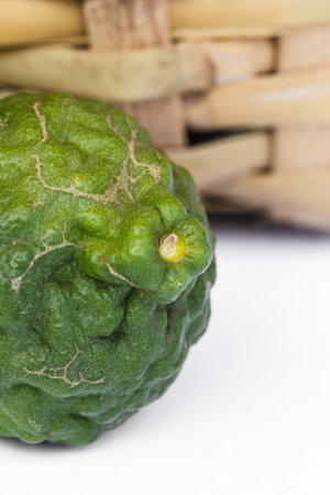 kaffir lime on white backgroundの写真素材