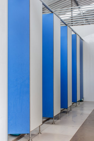 bathroom door many bloom blueの写真素材