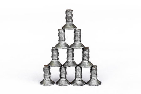 bolt and nut isolated on white backgroundの写真素材