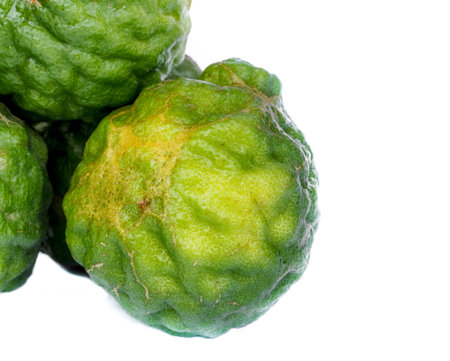 kaffir lime on white backgroundの写真素材