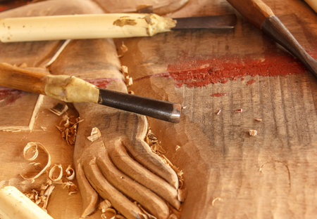 The tools of the wood carver