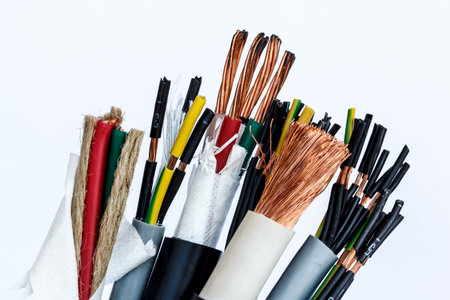 closeup of a electric cable on a white background