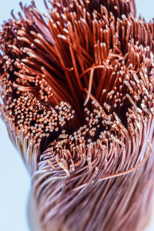 Cables bare wires closeup copper wireの写真素材