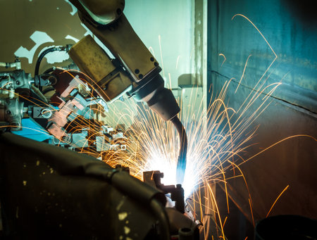 welding robots represent the movement. In the automotive parts industry.
