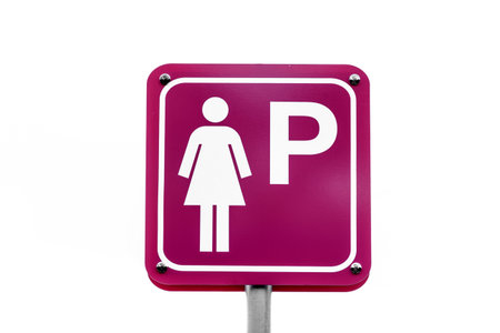 Sign lady parking car for isolated on white backgroundの写真素材