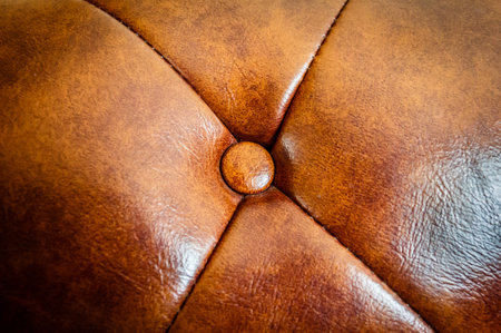 Classic leather sofa brown leather texture retro of close upの写真素材