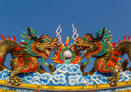 Dragon is in the shrine's beliefs religious, thailandの写真素材