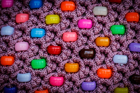 ethnic beads of various colors on a thailand bazaarの写真素材