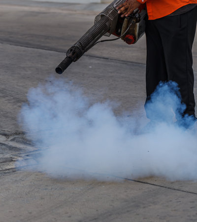 Worker fogging mosquito to prevent of dengue fever