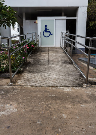 Signs ramp for disabled, Disabled parking sign on a white background.の写真素材