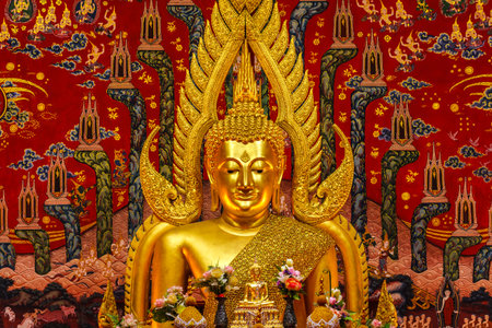 Beautiful Buddha Close up Face of Buddha Statue from old Watの写真素材