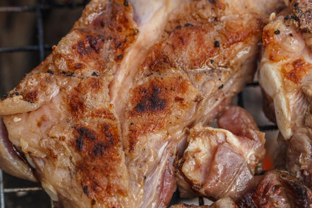 Grilled pork ribs on the grill steak.の写真素材