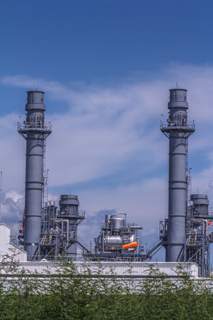 High voltage power plant in the grass forest