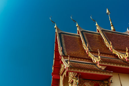 Beautiful temple Thai art of the faith in Thailandの写真素材