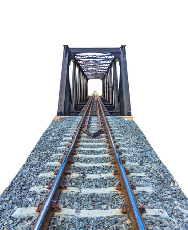 Depicting a large railway bridge, Steel railroad.の写真素材