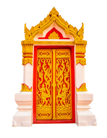 Beautiful arch of the temple isolated on white background.の写真素材