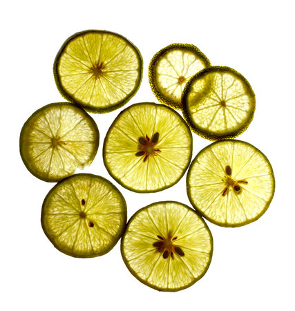 Some lime slices on whiteの写真素材