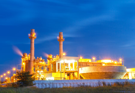 Twilight image of a power plant in a beautiful evening.の写真素材