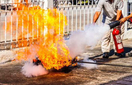 Firefighter, How to put out the fireの写真素材